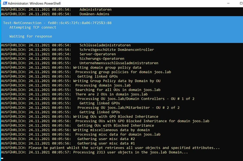 Mit einem PowerShell-Skript können Sie auch umfangreiche Informationen aus dem Active Directory auslesen