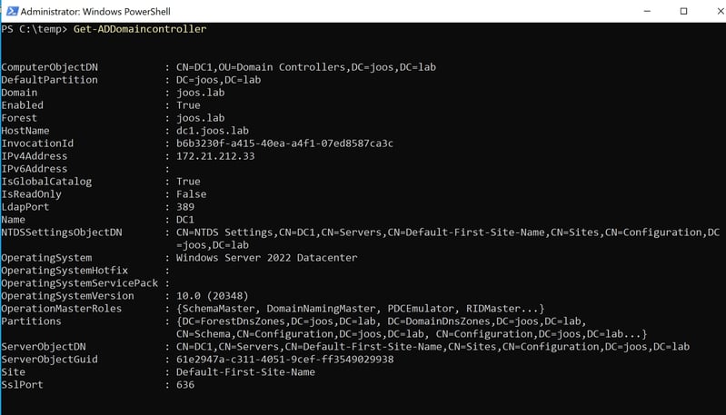 powershell-ad-infos-06Querying information on domain controllers in Active Directory