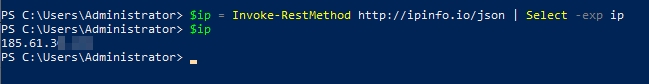 Anzeigen der externen IP-Adresse des Standardgateways in der PowerShell