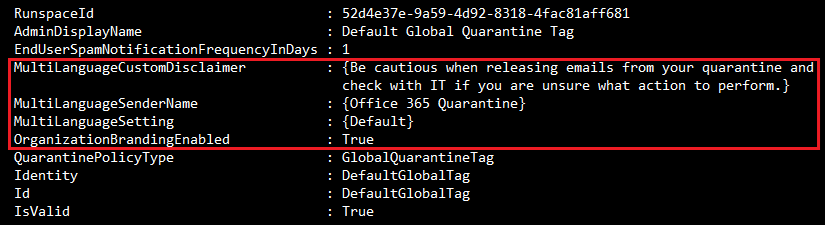Screenshot: This reveals Quarantine Policy Quarantine Settings: