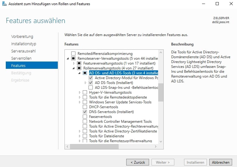 Installing the remote server management tools on servers