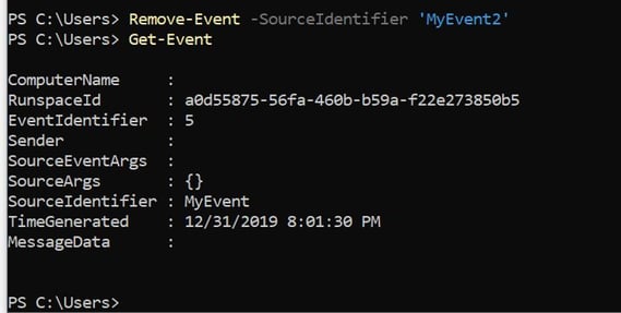 Das Cmdlet "Remove-Event" löscht Ereignisse aus der Ereigniswarteschlange