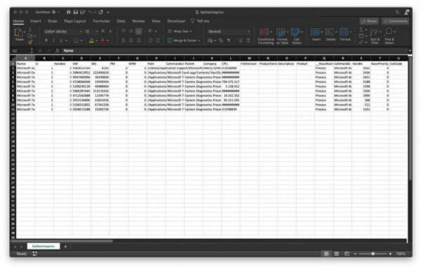 Screenshot of an Excel data sheet. You can see several rows with data that are clearly structured, similar to the example in Figure 2