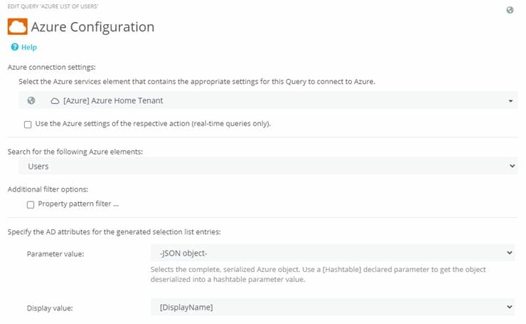 Screenshot of the ScriptRunner Admin App: Configuration of an Azure Query