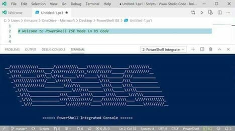 Screenshot: Visual Studio Code in PowerShell ISE Mode