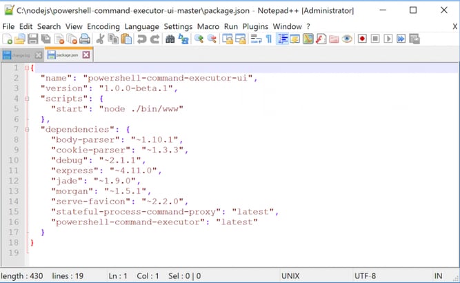 Screenshot: Notepad ++ editor