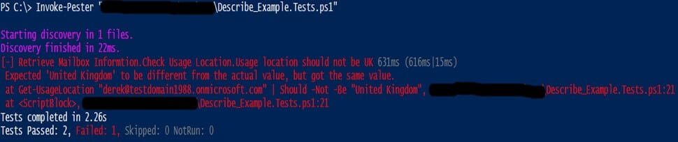 Screenshot: PowerShell output depicting the output of BeforeAll block