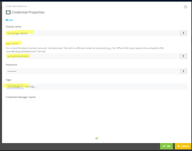 Screenshot: Credential Properties in the ScriptRunner Admin App